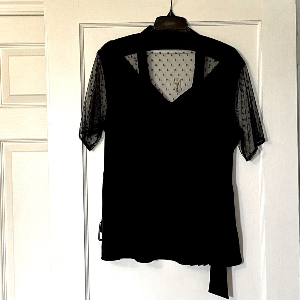 J.PETERMAN Silk Pleated Peplum Top